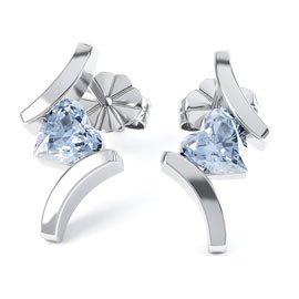 Combinations Aquamarine Heart Rhodium plated Silver Earrings