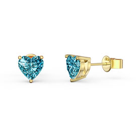 Charmisma 1ct Heart Swiss Blue Topaz 18K Gold Vermeil Stud Earrings