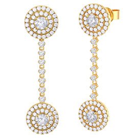 Fusion White Sapphire Halo 18K Gold Vermeil Stud and Drop Earrings Set