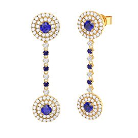 Fusion Sapphire Halo 18K Gold Vermeil Stud and Drop Earrings Set