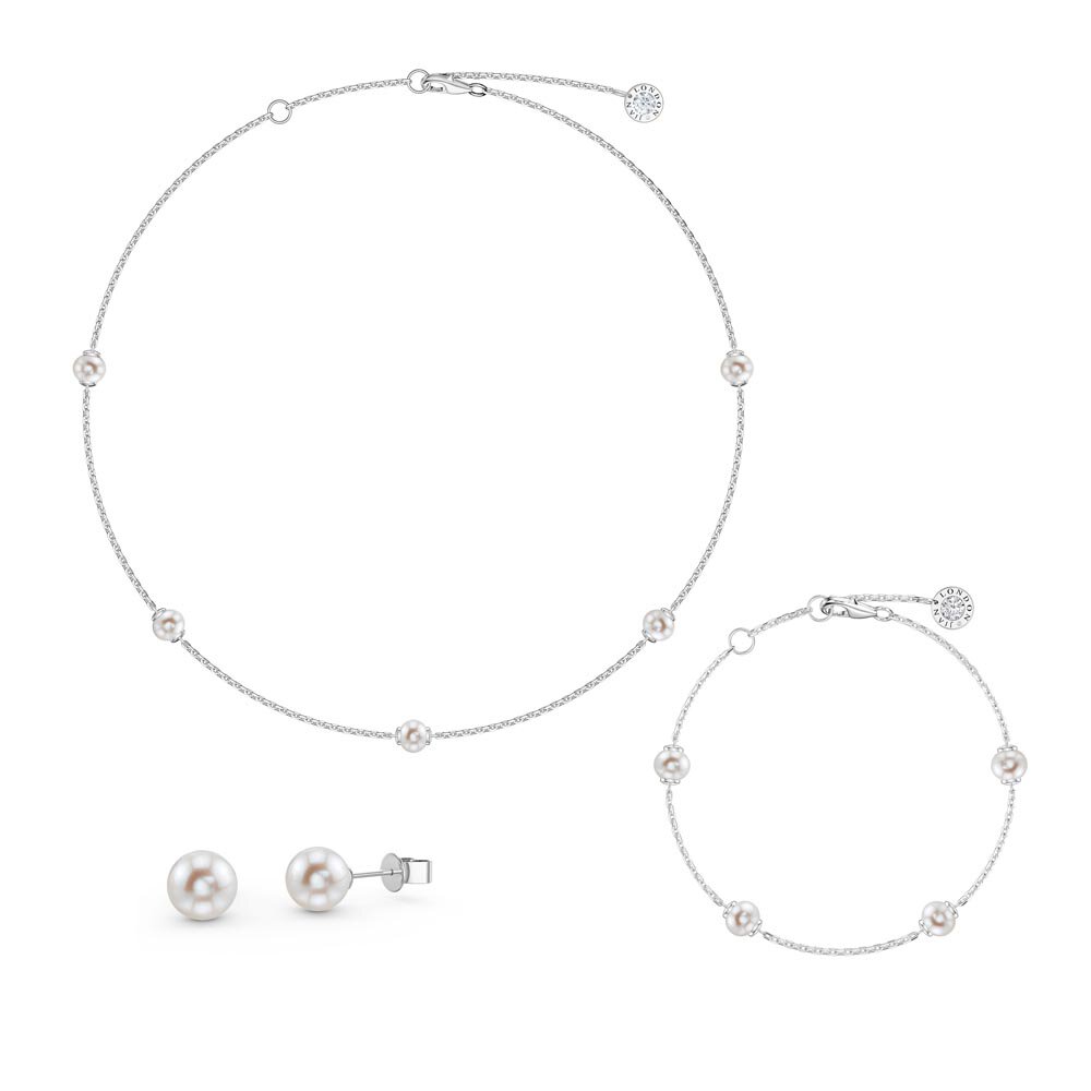 Pearl By the Yard Platinum plated Silver Jewelry Set
