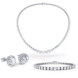 Eternity Diamond CZ Rhodium plated Silver Jewelry Set